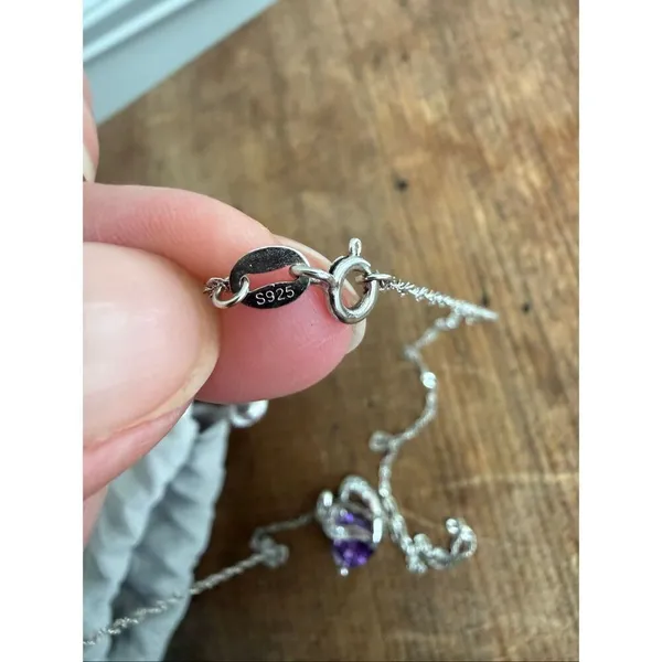 Jeulia 925 Silver Double Heart Pendant Necklace Amethyst CZ Stone Pendant - Image 10