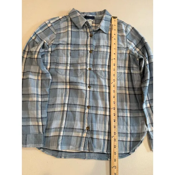 LL Bean Flannel Shirt Women Small Button Up Tartan Plaid 100% Cotton Lumberjack - Image 5