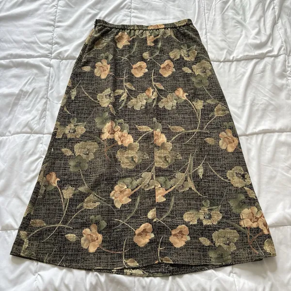 Requirements Vintage 90s Y2K Maxi Skirt Womens Large Green Floral Feminine Boho Hippie‎ Fairy - Image 8