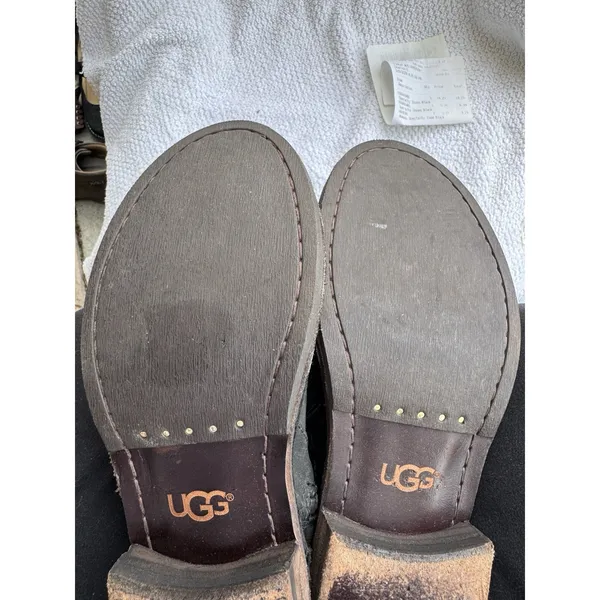UGG Conor‎ Quilted Black Leather Australia Mid Moto Boots Size 6 Bike - Image 6