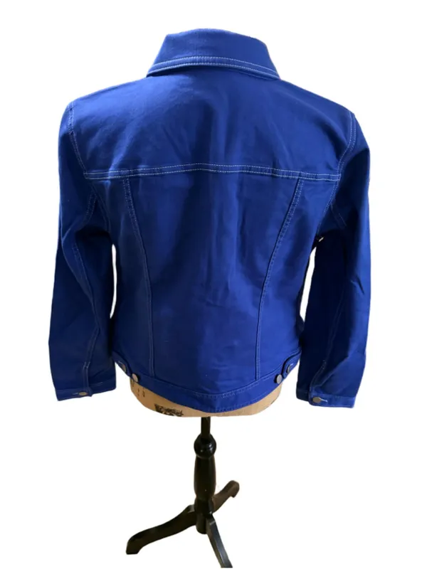 Talbots Classic Jean Jacket Size M Royal Blue - Image 5