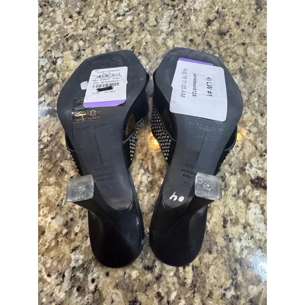 BLACK SUEDE STUDIO Onyx Crystal Embellished Mule Sandals Black Size 38.5 US 8.5 - Image 6