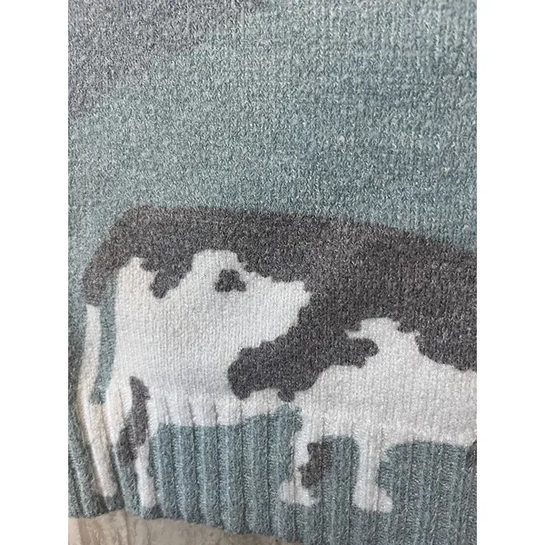 Cow cloud blue, green, black sweater size Med - Image 2