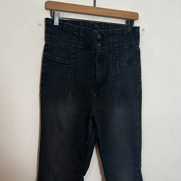 FREE PEOPLE- We The Free Jayde Flare Jeans Onyx Denim Boho Festival - Image 3