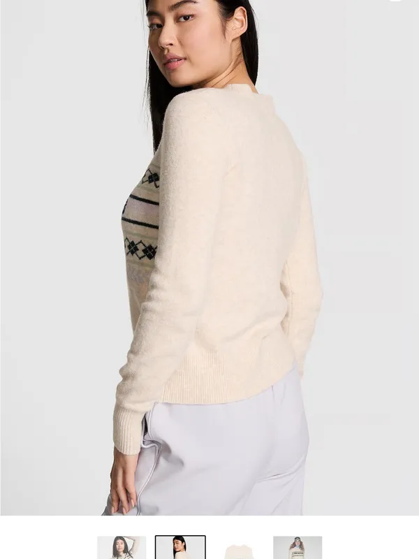 PINK - Victoria's Secret PINK COLLEGIATE KNIT CREWNECK SWEATER MEDIUM SKI CLUB - Image 5