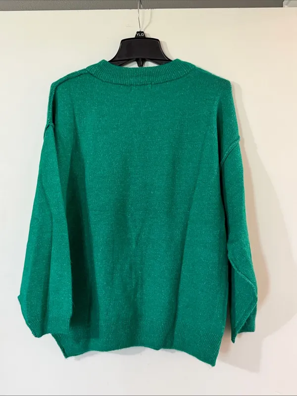 Women's Emerald Green Crewneck Sweater Size M - Image 5