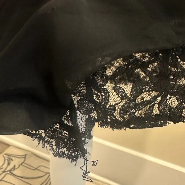 Victor Costa Vintage 1980s Black Ruched Strapless Lace Hem Gothic Cocktail‎ Sz 6 - Image 10
