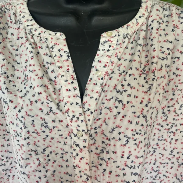 Old Navy Ditsy Floral Oversized Corduroy Tie Sleeve Top Womens size XL Cotton - Image 4