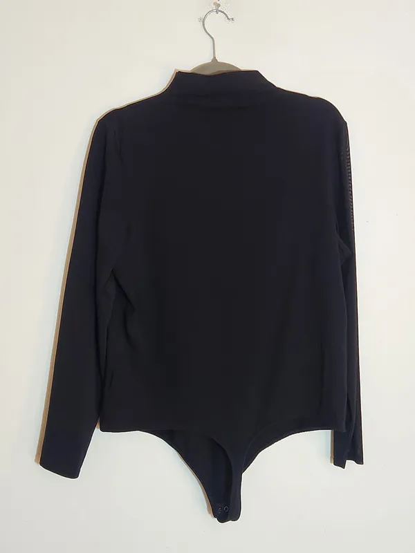 Express Black Sheer Mesh Long Sleeve Bodysuit Size XL - Image 3