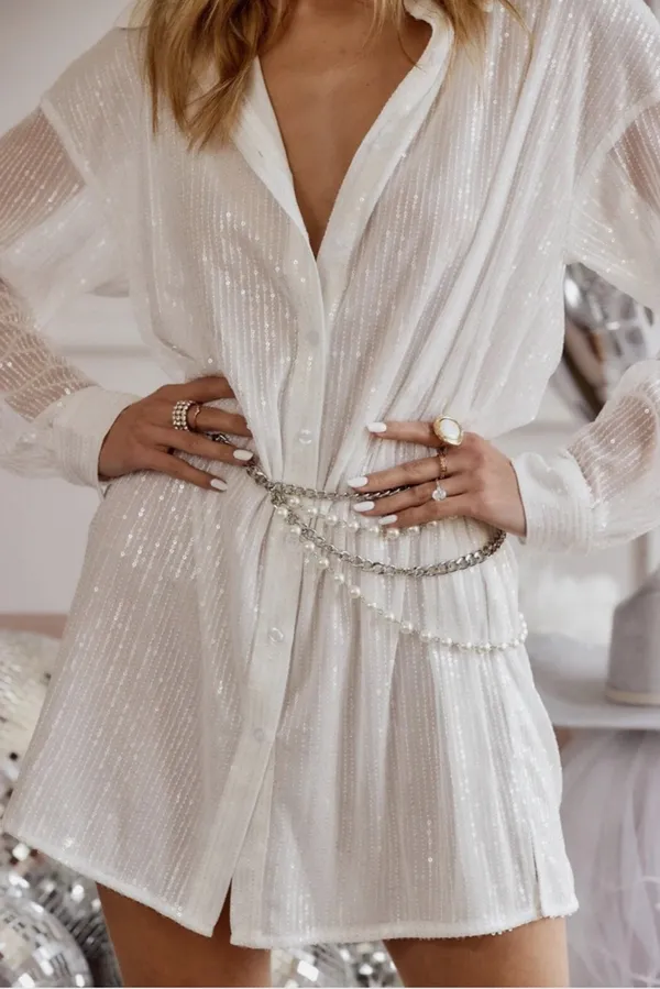 12th Tribe Unstoppable White Sequin Mini Dress  - Image 4
