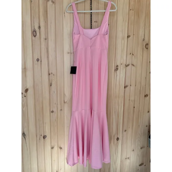 NWT Lulus Romantic Destiny Light Pink Square Neck Trumpet Dress Bridesmaid Sz M - Image 6