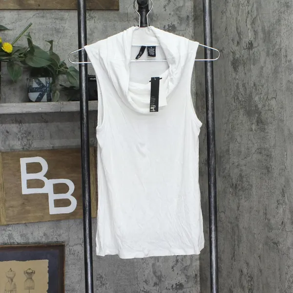 NWT Ultra Flirt Juniors Sleeveless Cowl-Neck Knit Top White S - Image 2