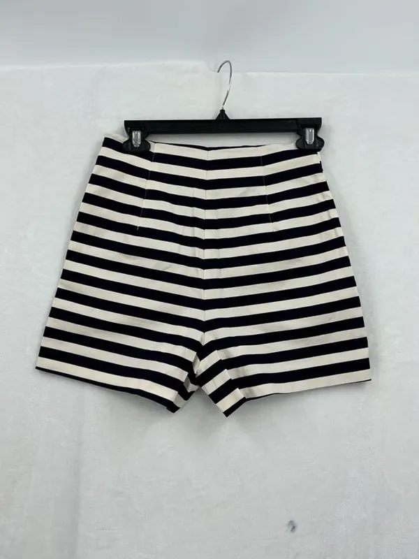 Zara Navy and White Striped Belted Shorts 813 - Image 7