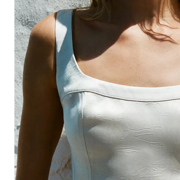 Zara NWT pearly off white ivory satin thick structured top - Image 7