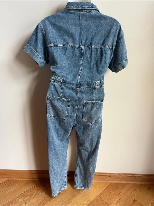 We The Free Light Blue Denim Short-Sleeve Overall Jumpsuit - Image 3