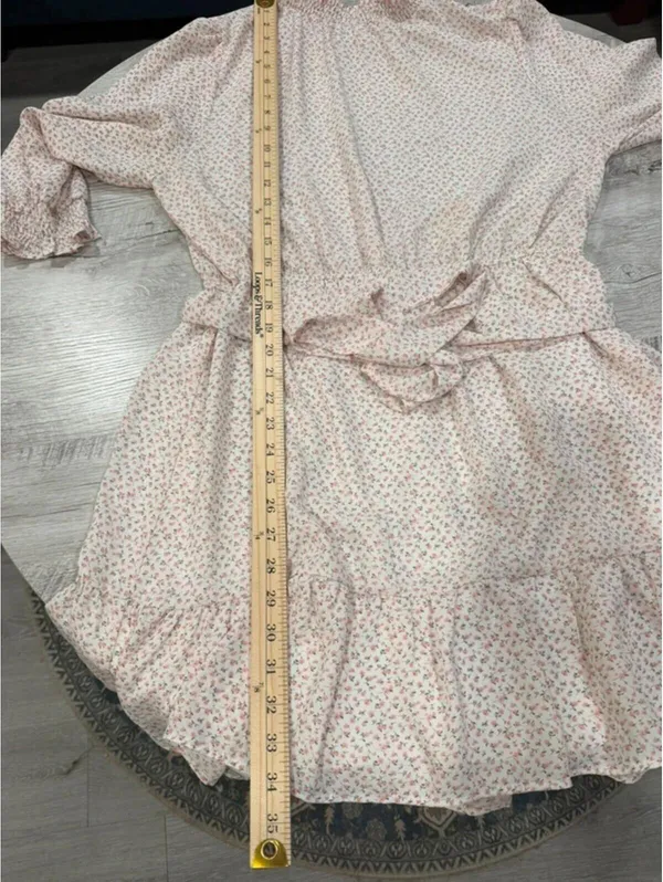 Sweet Rain Floral Mini Dress Cottagecore Tie Waist Ruffle Long Sleeve XL - Image 9