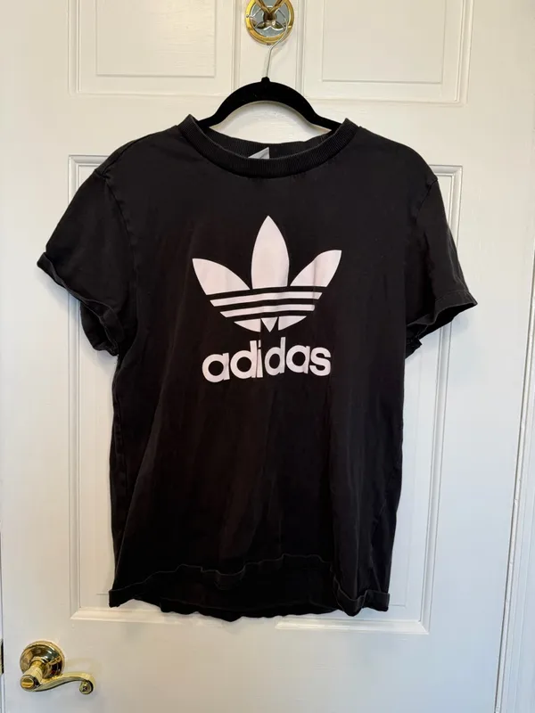 Adidas Boyfriend Tee Black White Short Sleeve‎ Oversized Size Medium - Image 2