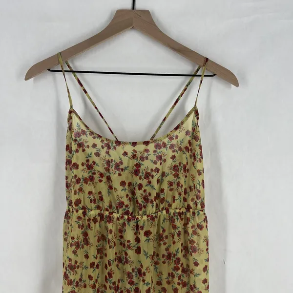 Beach Riot Malia Maxi Dress Womens Large Yellow Floral Back Tie Spaghetti‎ Strap - Image 3