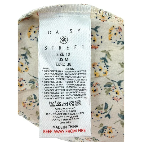 Daisy‎ Street Tiered Cutout Midi Dress Floral Cream V-Neck Keyhole Back Size M - Image 7