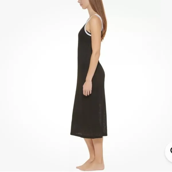 Donna Karan New York Swimwear Strappy Dress Cover-Up in Black/White Trim, Size M NEW w/Tag - Image 2