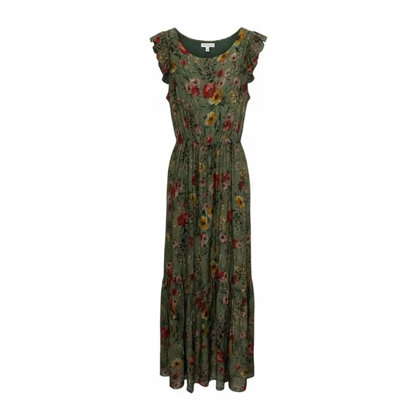 Le Ragazze Italy Silk Blend Floral Ruffle Maxi Dress L Get ready for autumn - Image 2