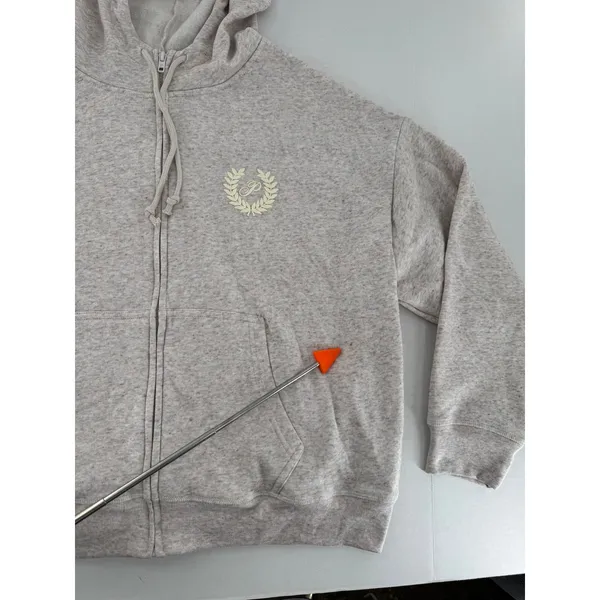 Victoria’s Secret PINK Gray Zip Up Hoodie Crest Logo Full Zip Sweatshirt Size L - Image 8