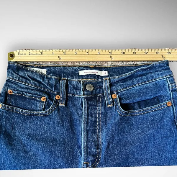 LEVI'S Women's Wedgie Straight Button Fly Jeans With Raw Hem Size 27 | EUC - Image 14
