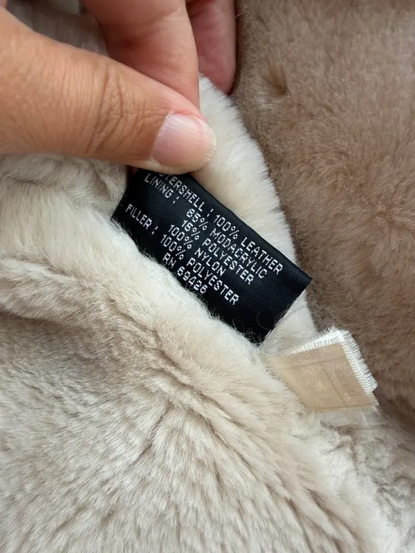 Y2K leather suede bomber jacket with fuzzy lining size small Brown - Image 8