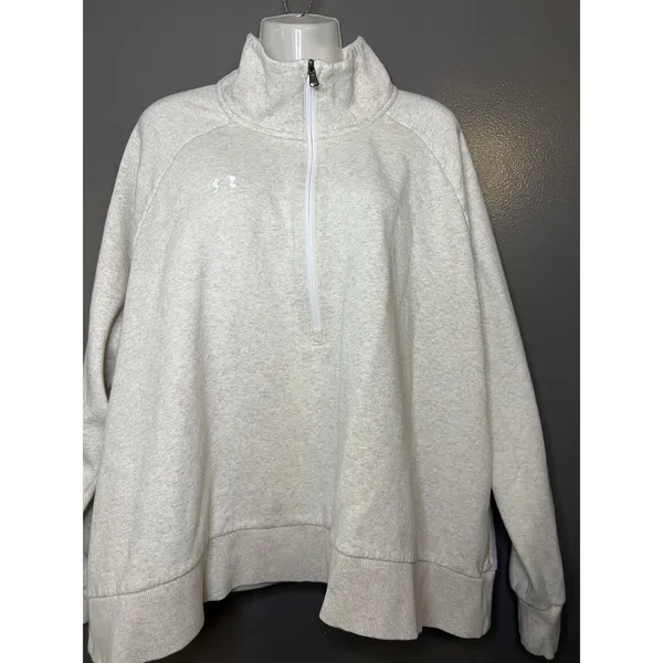 Under Armour Sweatshirt Womens 2X Gray 1/4 Zip Fleece Pullover Mock Neck - Image 2