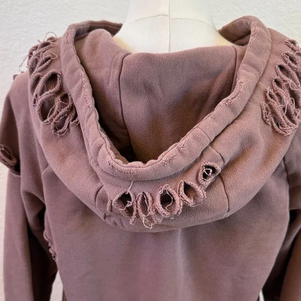ALO Yoga | Distressed Mauve Hoodie | Sz S/M - Image 6