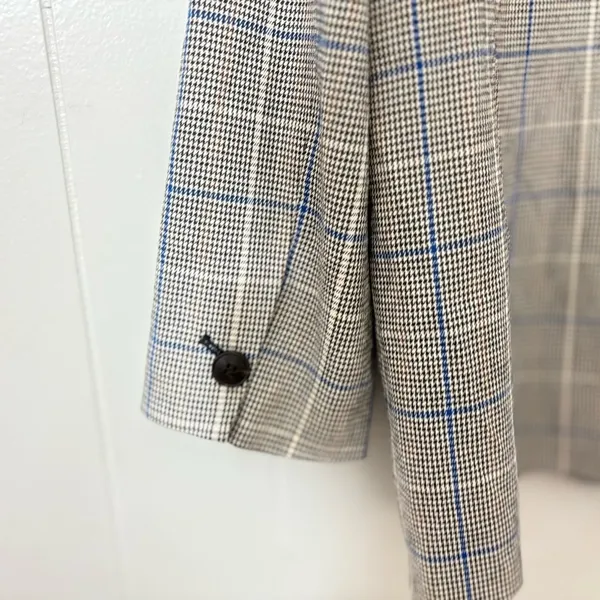 Madewell Riviera Coast Caldwell Double Breasted Plaid Blazer Gray Blue M - Image 4