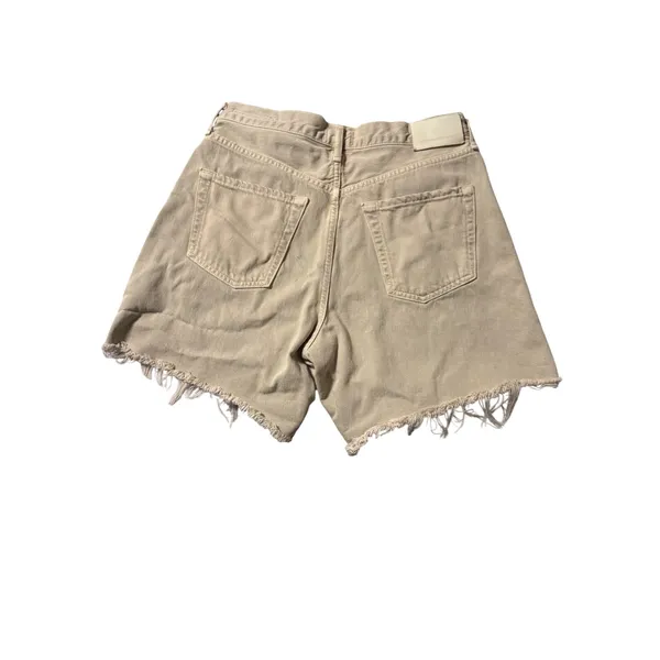 Citizens of Humanity Marlow Size 28 Tan Khaki Raw Hem Shorts High Rise 6" FLAW - Image 6