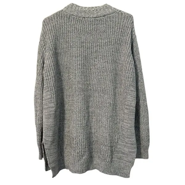 Anthropologie Silence + Noise Knit Side Slit Step Hem V Neck Sweater Size Medium - Image 2