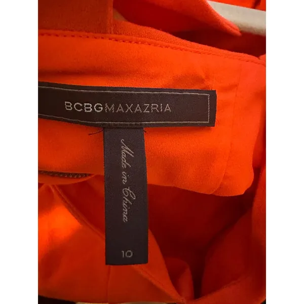 BCBG Orange Sleeveless Bodycon Dress With Strappy Back Detail Size 10‎ - Image 9
