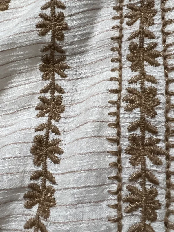 Free People Cream Boho Embroidered Peasant Blouse with Tan Accents - Image 8