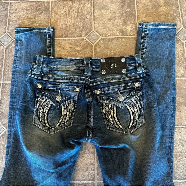 Miss Me Angel Wing Signature Skinny Designer Jeans Flap Pocket 26 - Image 5