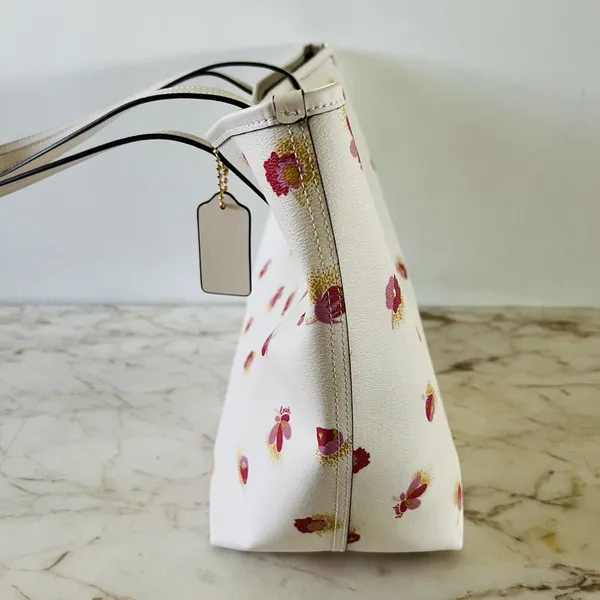 COACH Chalk Multi Poppy Floral City Tote Bag - Image 7
