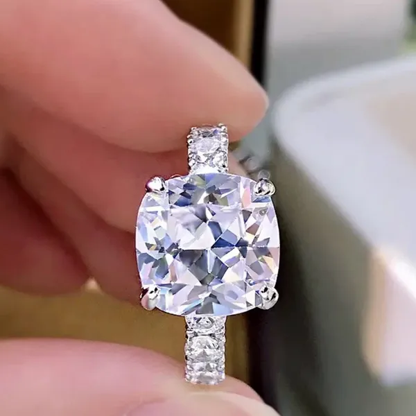 Boutique Lab-Created 3.50CT Cushion Cut Diamond Engagement Wedding Ring Set 14K Gold Over - Image 5