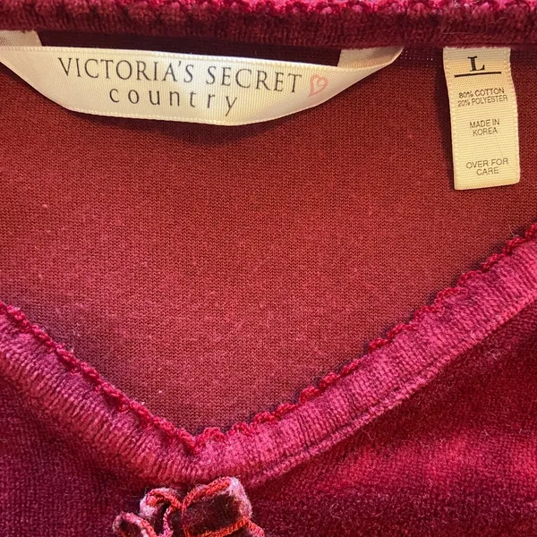 Victoria’s Secret Country Vintage Red Velvet Nightgown Size Large Holiday y2k - Image 8