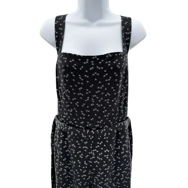 VETTA The Two Piece Apron Jumpsuit Size 18 Black Floral‎ Convertible Organic USA - Image 4