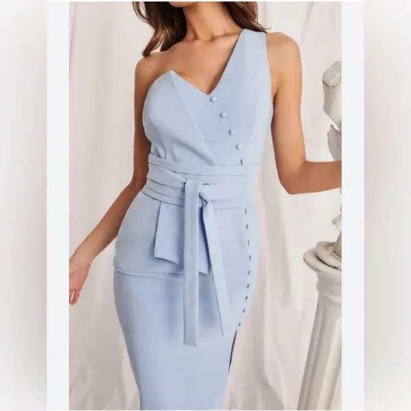 Lavish Alice NWT Origami One-Shoulder Midi Dress in Cornflower Blue 10 - Image 2