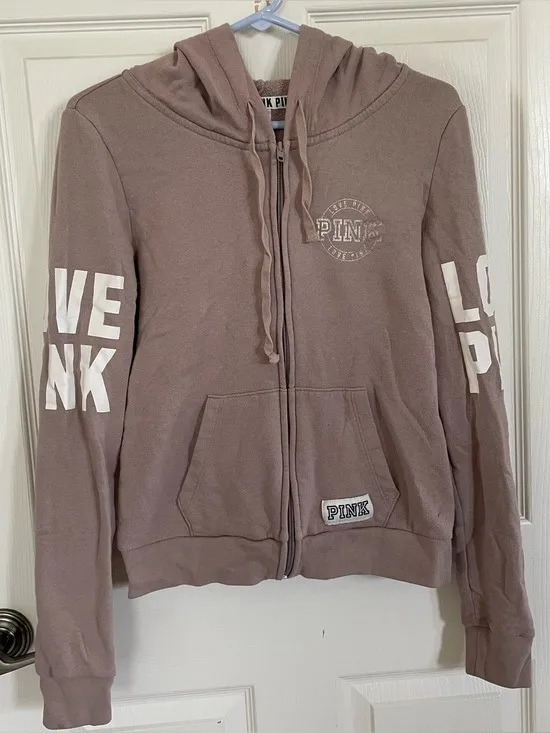 PINK Victoria’s Secret Dust Rose Zip Up Hoodie size M - Image 8