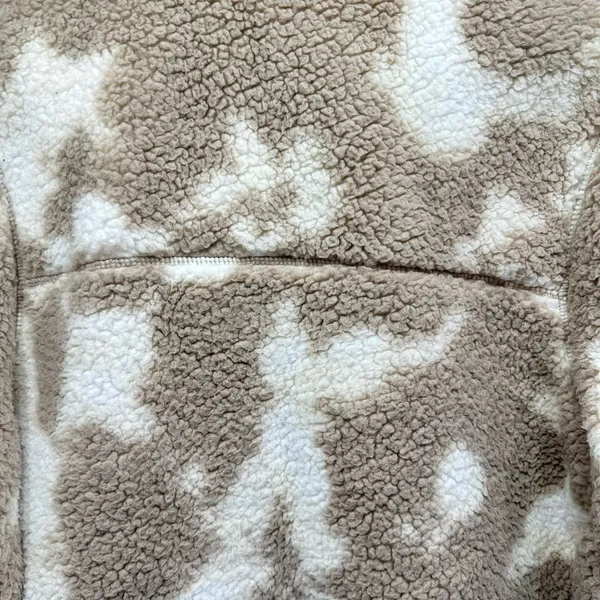 LIV Outdoor Aisley Tan & Cream Cow Print Sherpa Half Zip Pullover Pockets Size L - Image 12