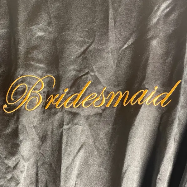 Black Bridesmaid Satin Lace Kimono Robe‎ With Tie Sash Large - Image 6