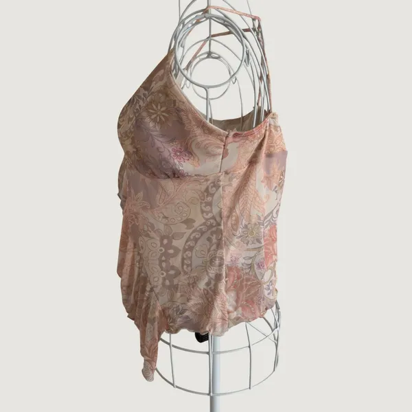 3004 | NWT See You Monday Floral Fairycore Paisley Ruffle Cami Peach Women XL - Image 3