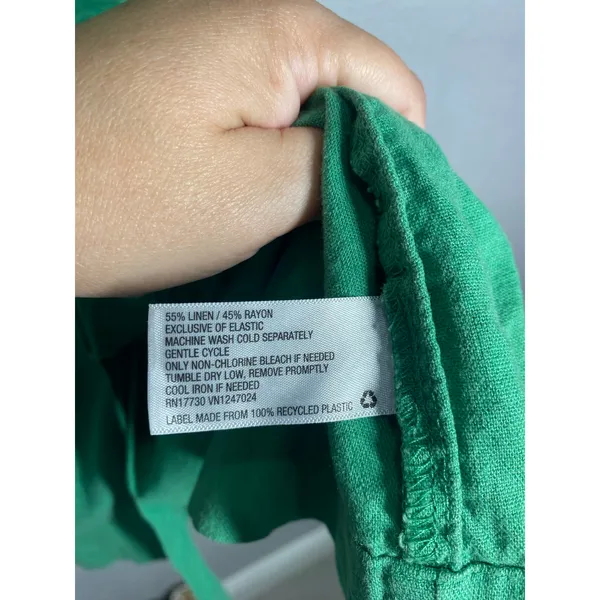 Universal Thread Green Linen Blend Smocked Midi Dress Boho Resort Vacation XL - Image 4