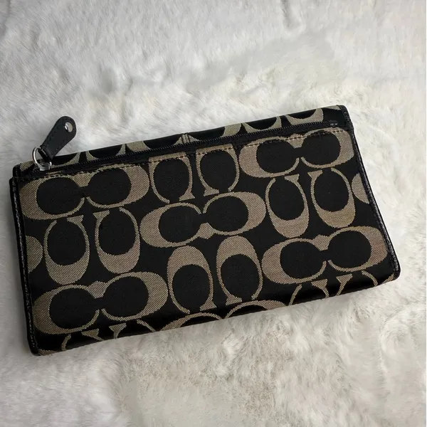 COACH Black Signature Canvas Wallet - Image 2