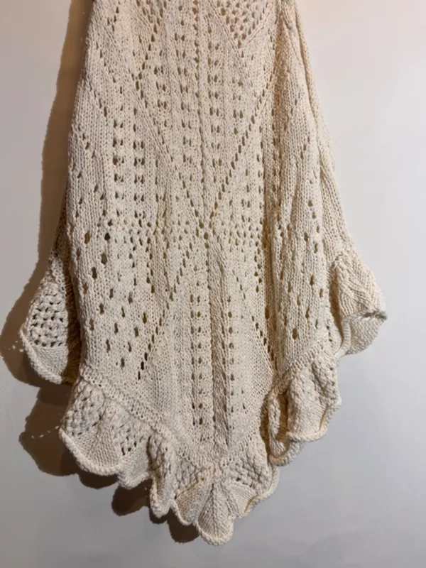 Free People Sea Song Sheer Crochet Knit Scalloped Longline Tank Top Size L - Image 9