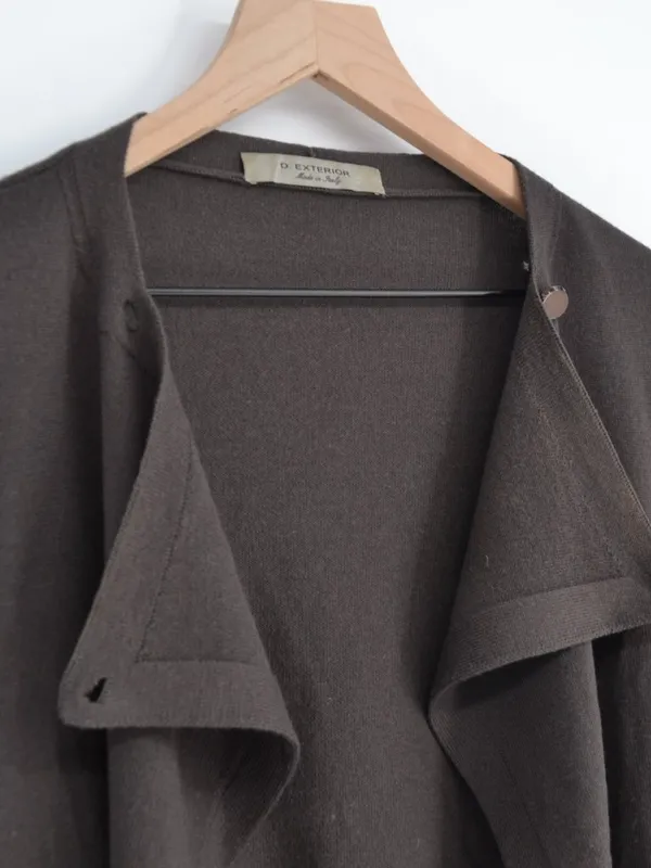 D. Exterior Wool Wrap Front Cardigan Grey M - Image 8