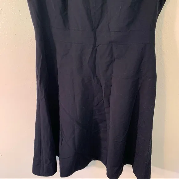 J. Crew Women's Size 6 Colorblock Dress Faux Leather Trim Navy Blue Black - Image 8